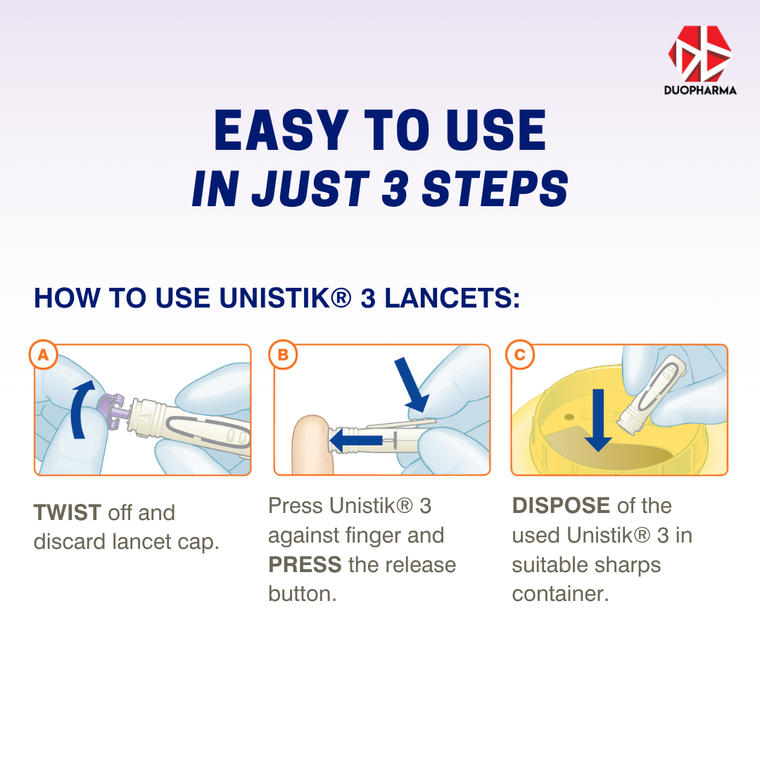 Unistik 3 Comfort Lancets 28G 100's Box
