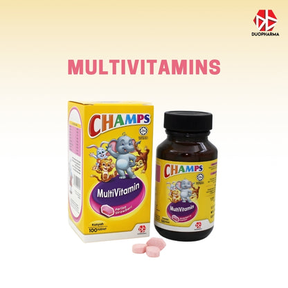 CHAMPS MULTIVITAMINS STRAWBERRY CHEWABLE TABLETS 100’S