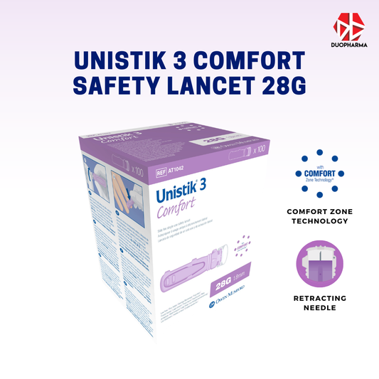 Unistik 3 Comfort Lancets 28G 100's Box